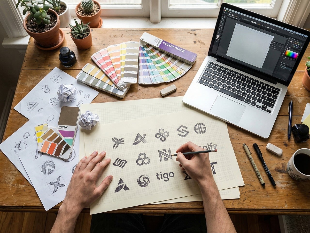 designer working on laptop screen